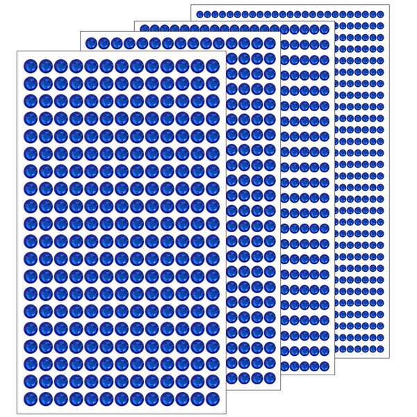 1799 Pcs 4 Sheets Rhinestone Stickers 3/4/5/6 mm Self Adhesive Rhinestones Gems for Face Eyes Makeup Hair Body (blue-3/4/5/6mm)