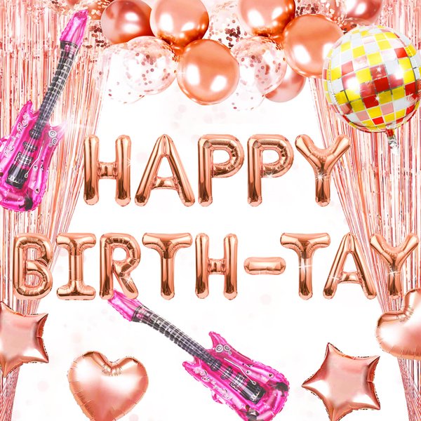 31 PCS Singer Birthday Decorations Happy Birth-Tay Balloons Singer Birthday Balloons Glitter Purple Happy Birth-Tay Decorations for Girl Boys Birthday Party