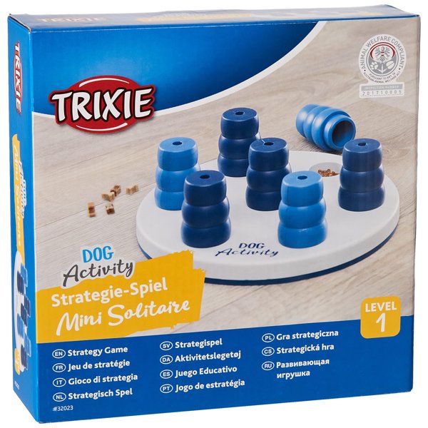 TRIXIE Pet Products Mini Solitaire Game for Dog, Level 1, White/Blue, 7.75 x 7.75 in. (32023)