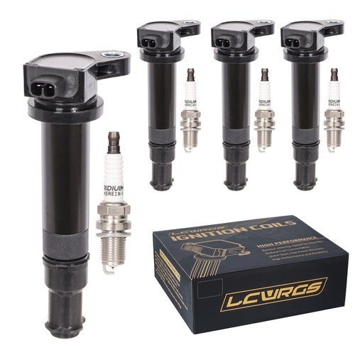 Set of 4 Ignition Coil Packs and Spark Plugs Fits for 2006 2007 2008 2009 2010 2011 Kia Rio Rio5 Rondo Hyundai Accent 1.6 L4 Replaces# UF499 C1543