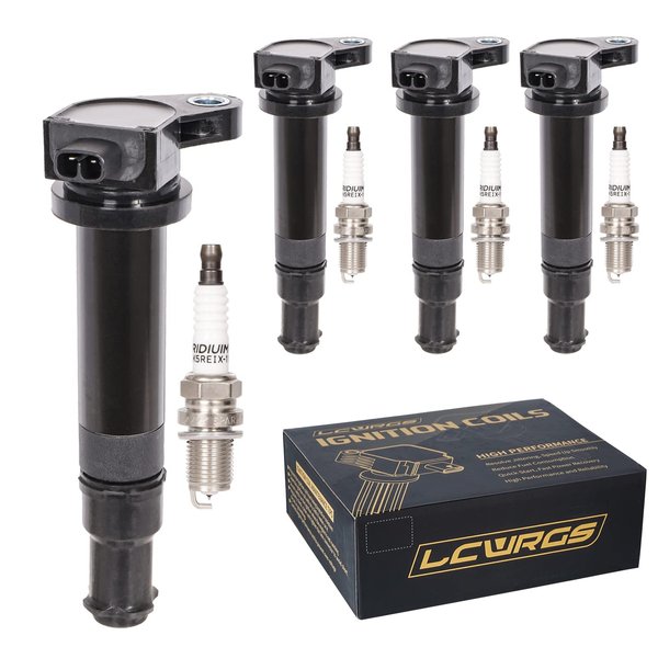 Set of 4 Ignition Coil Packs and Spark Plugs Fits for 2006 2007 2008 2009 2010 2011 Kia Rio Rio5 Rondo Hyundai Accent 1.6 L4 Replaces# UF499 C1543