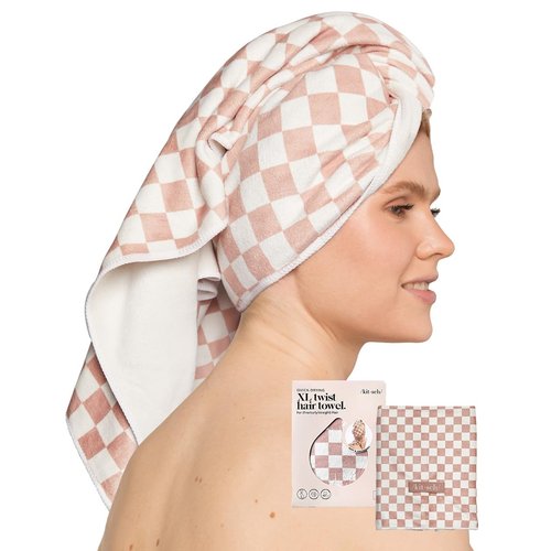 Kitsch XL Microfiber Hair Towel Wrap for Women - Anti-Frizz Quick Dry Towel, Super Absorbent Microfiber Towel for Hair, Hair Drying Towel Wrap, Hair Towels, Hair Turban Towel for Wet Hair - Terracotta