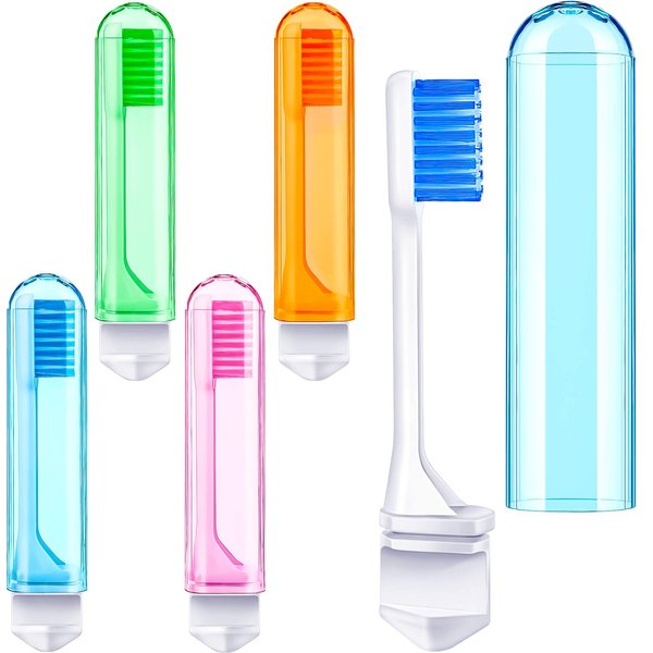 Patelai Travel Toothbrush Bulk Folding Mini Toothbrush with Toothbrush Case Soft Potable Travel Size Toothbrush Individually Wrapped Small Toothbrush for Travel Camping(4 Pieces,Bright Color)
