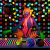 Glow in the Dark Party Supplies Glow Neon Party Supply Set, 98.4 ft 6 Rolls Blacklight Luminous Tape 14.4 ft Neon Streamer Garland 25 Pcs Fluorescent Balloon Decoration(Bright Dot)