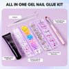 Makartt Nail Rhinestone Glue Kit, 15ml Gel Nail Glue with AB Rhinestone Crystals 3D Nail Art Valentine's Day Decor Flowers Pearls Dual-End Nail Art Brush Tweezer Acrylic Nail Supply for Nail Techs DIY