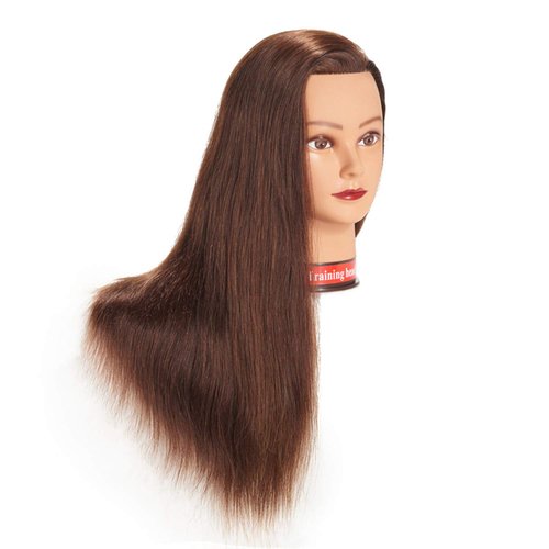 24"-26" 100% Human hair Mannequin head Training Head Cosmetology Manikin Head Doll Head with free Clamp (Dark Brown)