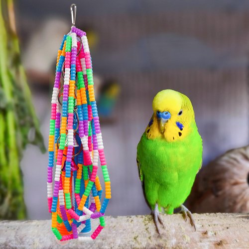 Neeenn Bird Chewing Toys, Colorful Plastic Parrot Chew Toys with Bell, Bird Cage Accessories, Cage Toys for Small to Medium Birds Parakeets Parrots Cockatiels Budgies Lovebirds Conures