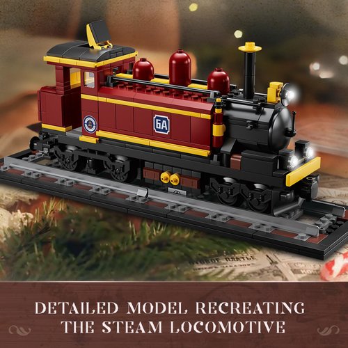 KAZI Steam Train Building Toys Set,Classic Locomotive Display Models for Adults,Retro Puffing Billy Railway Train Building Blocks for Toy Train Fans Ages 8 Plus,Fun Gift for Train Lovers