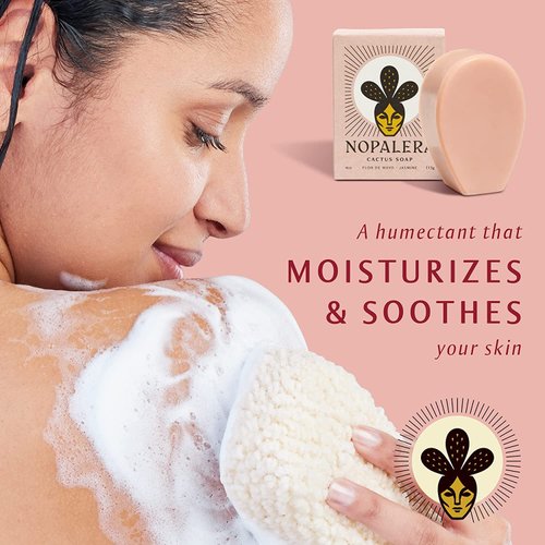 Nopalera Bar Soap, Jasmine Essential Oils - Natural Body and Face Cleanser, Moisturizing and Exfoliating, Soft Skin Care Made With Clean, Vegan Ingredients, 4 oz