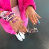 Handmade Press on Nails, Reusable False Nails, 3D Hand-Painted Gel UV Finish False Nails, Full Cover Artificial Nails Stick on Nails with Nail Glue,Mini Nail File, Manicure Stick, and 20 Fake Nails(M)