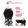 HOOJIH Messy Bun Hair Piece, 2PCS Tousled Updo with Tendrils Hair Bun Extensions Wavy Curly Hair Wrap Ponytail Hairpieces Thick Hair Scrunchies for Women HB010 Dasiy - Black Brown