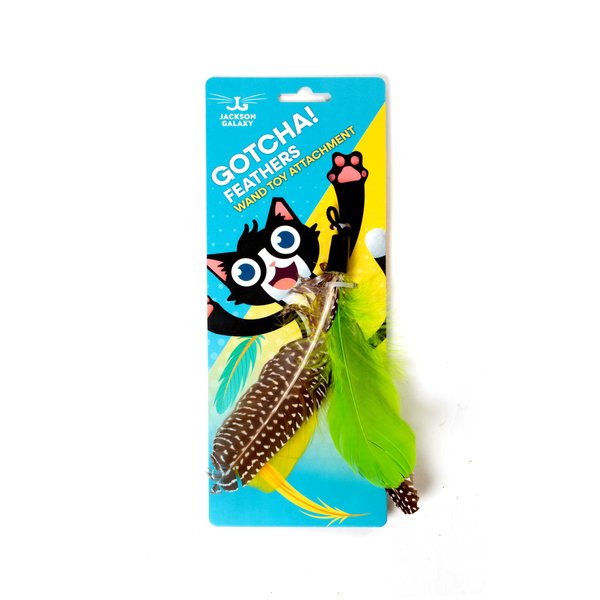Jackson Galaxy Gotcha! Feather Wand Toy Attachment - Interactive Wand Toy, Feather Refill