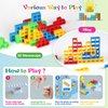 LIMYIOM 64Pcs Tetra Tower Game, Stack Attack Family Board for 2 Players Family Games, Building Blocks Stacking Balance Games Toys for Kids, Adults, Friends, Classroom, Family and Travel Party