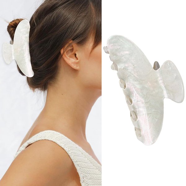 Medium Hair Clips for Women French White Hair Claw Clips for Hair Styling Banana Clips for Thin Hair Hair Accessories Exquisite Hair Barrettes for Style Hair Decorations 1Pcs