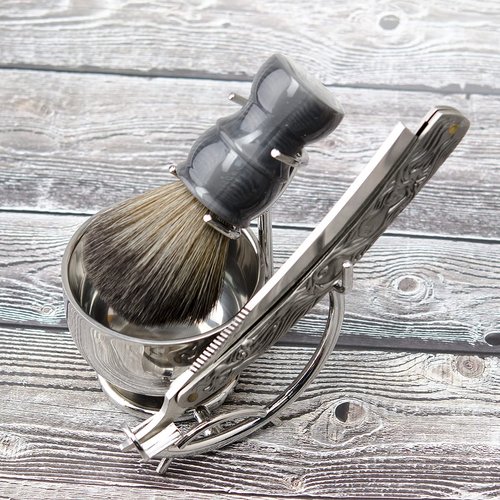 Grandslam Shaving Straight Razor Kit, Steel Cutthroat Straight Razor With Leather Strop, Shaving Brush, Stainless Steel Shaving Bowl and Stand, Shaving Soap, Gift for Men…