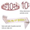 Happy 10th Birthday Tiara and Sash Gifts Crystal Rhinestone Princess Crown Birthday Girl Party Favor Supplies Pink Crowns Pink Sash