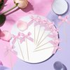 24Pcs Pink Bow Cupcake Toppers, Pink Bow Birthday Cake Toppers for Birthday Party Decorations Supplies