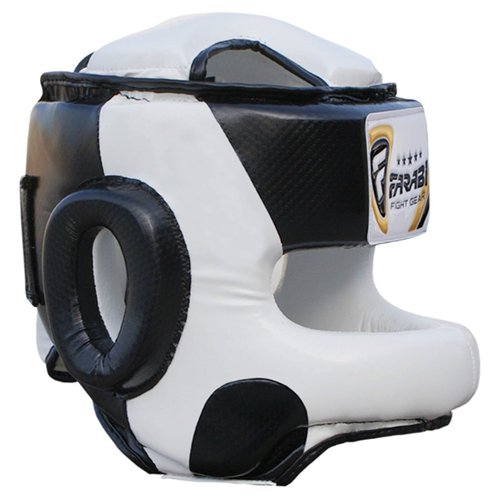 Farabi Sports Head Guard U Shape Boxing Headgear Kickboxing Martial Arts Training Boxing Helmet (L/XL, Black/White)