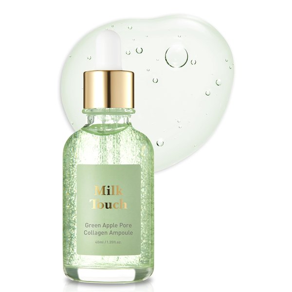 MILKTOUCH Green Apple Pore Collagen Ampoule for Face | Daily Face Moisturizer Skin Moisturizing Serum for Face | Facial Serum w/Collagen & Niacinamide Oil Control Moisturizer 1.35 fl oz