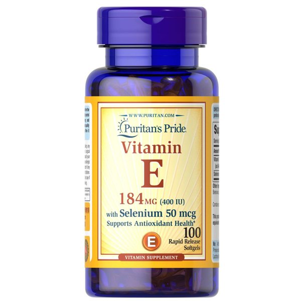 Puritan's Pride Vitamin E 400 IU with Selenium 50 mcg for Immune Health to Support Immune System 100 softgels