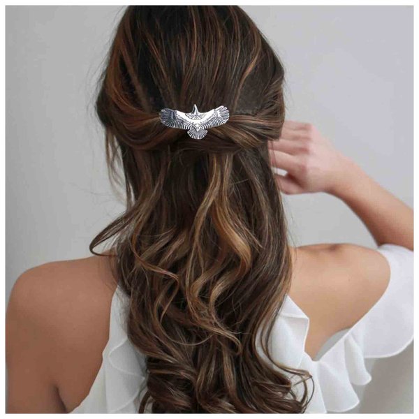 Iaceble Vintage Eagle Hair Clip Barrette Metal Bird Hair Clips Hairpin Silver Hair Barrette Head Clip Boho Eagle Hair Pin Accessories for Women and Girl Headdress (Silver)