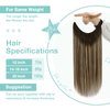 YoungSee Wire Hair Extensions Brown Balayage Wire Human Hair Extensions Adjustable Fish Line Real Human Hair Extensions Balayage Chocolate Brown Mix Caramel Blonde Balayage Hair Piece 18Inch 80G
