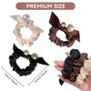 YFKEJI 6Pcs Pearl Bow Hair Scrunchies, Rabbit Bunny Ear Scrunchies, Satin Bow Hair Rope, Bow Ponytail Holder Hair Accessories for Women & Girls(B#)