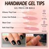 Bellelfin 240Pcs Square Press on Nails Short, Glossy Round Black Fake Nails Full Cover Glue on False Nails Solid Color Acrylic Nail Press ons for Women Girls Artificial Fingernails