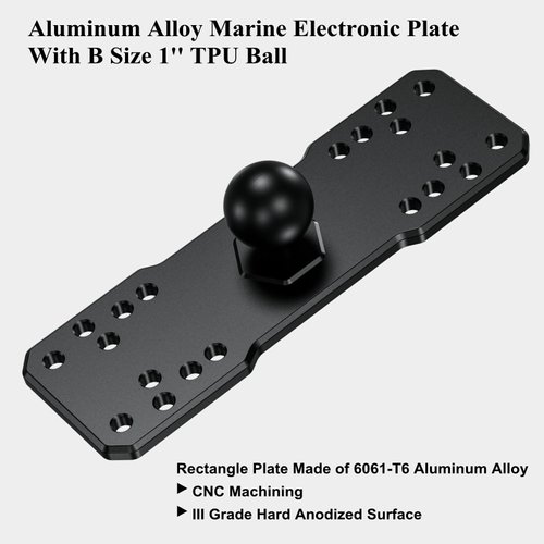 BRCOVAN 1'' Ball Fish Finder Mount Plate, Aluminum Alloy Universal Marine Electronic Plate for Garmin, Humminbird, Lowrance, Raymarine and More, Fit for RAM Mounts B Size Double Socket Arm