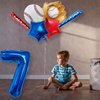 Baseball Balloons 7th Birthday Decorations for Boys, Baseball Party Decoration Baseball Sports Theme Party Supplies, 40 inch Foil Number Balloons Number 7 Balloon Blue Red White Sports Balloon Kits
