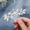Foyte Crystal Wedding Hair Comb Rhinestone Headpieces Leaf Bride Hair Pieces Bridesmaid Side Hair Combs for Women and Girls (silver)
