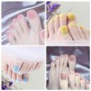 SILPECWEE 20 Sheets Light Color Nail Wraps for Toes Self Adhesive Toenail Polish Strips Gel Nail Strips Stick on Nail Polish Stickers Toenails Stickers Decals Nail Art Design with Nail File