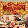 Thanksgiving Banners with 3 Pcs 71x43 Inch Happy Thanksgiving Backdrop & Give Thanks Porch Signs Hanging Ribbon for Door/Wall/Yard Decorations, Fall Party Supplies, Photography Background