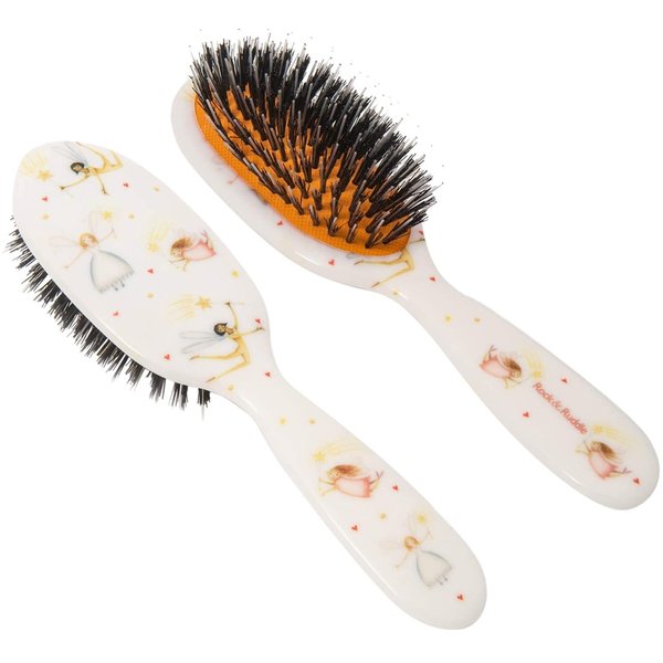 Rock & Ruddle Natural Mixed Bristle Hair Brush for Women and Kids (Small 6.9") - Perfect for Wet or Dry Hair, Detangling Smoothing Blowdrying - Designed & Made in UK - Fairies Design