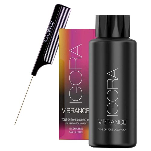 VIBRANCE Schwarzkapf IGORA Vibrance Tone on Tone Coloration Demi-Permanent Hair Color Dye, Liquid Haircolor (w/ SLEEKSHOP Pin Comb) Lasts 25 Shampoo (SOFT TONER - 10-12 Cendré Ash)