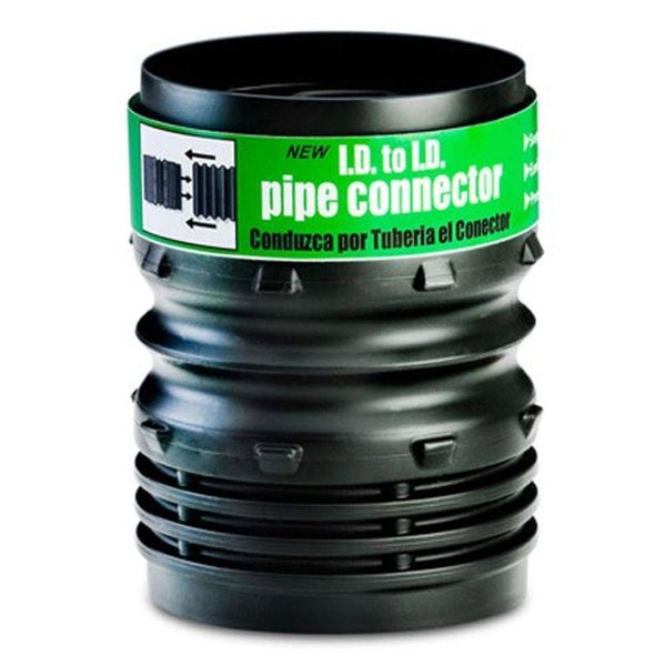Flex-Drain ADP53302 I.D. to 4-Inch I.D. Pipe Connector, Landscaping Drain Pipe Adapter,black
