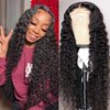 4GIRL4EVER Transparent HD Lace Front Wigs Human Hair Deep Wave Wig 4X4 Lace Closure Human Hair Wigs for Black Women Pre Plucked Brazilian Hair 180% Density Natural Color (26 Inch)