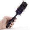 Natural Boar & Nylon Bristle Blow Drying Hair Brush -Semi Round, Professional Wooden Round Blowout Hairbrush for Styling Women&Men's Medium Wavy, Curly, Volume Hair