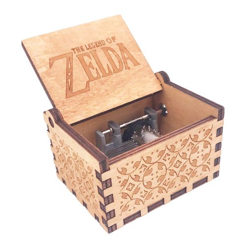 The Legend of Zelda Music Box Hand Crank Musical Box Carved Wooden,Play Zelda:Song of Storms from Ocarina of Time,Brown