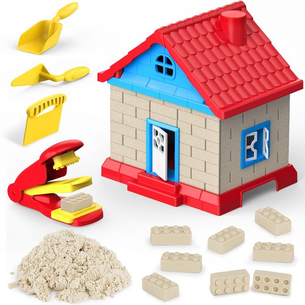 CICIPLAY Sand Play Set, 1.7lbs Moldable Self-Sticking Play Sand for Kids, Sensory Building Toy Set for Kids Age 3+, Birthday Gift Idea (Blue)