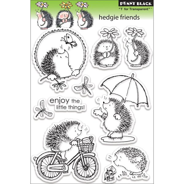 Penny Black 30-101 Hedgie Friends Clear Rubber Stamp Set, 7.5" x 5"