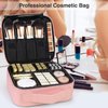 Bvser Travel Makeup Case, PU Leather Portable Organizer Makeup Train Case Makeup Bag Cosmetic Case with Adjustable Dividers for Cosmetics Makeup Brushes Women (Pink)