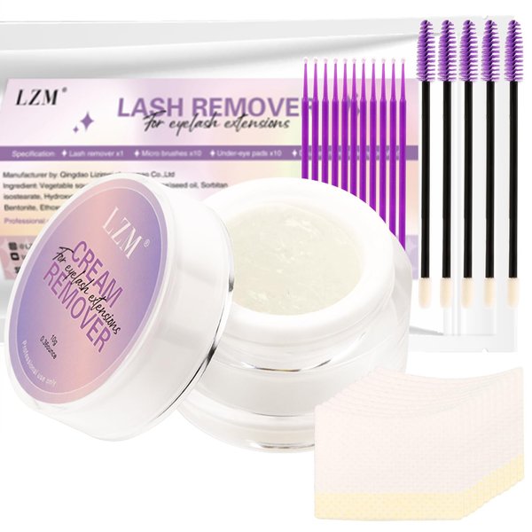 Lash Remover for Lash Extensions 10g Eyelash Extension Remover Cream Fast Dissolve Eyelash Glue Remover Professional Lash Removal Low Irritation with 25pcs Remover Tools