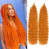 Ocean Wave Crochet Hair 24 Inch 2 Packs Deep Wave Curly Braiding Hair Extensions Synthetic Curly Crochet Hair For Black Women (Orange)
