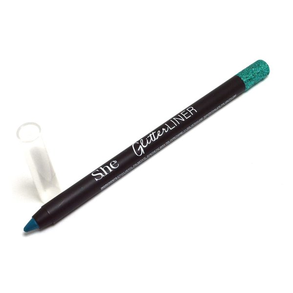 Makeup She 1 Glitter Gel Liner [ EL570-08 Emerald Green ] Eyeliner Eye Liner Shimmery Eyebrow Pencil + Free Zipper Bag