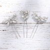 Unicra Bride Wedding Crystal Hair Pins Flower Bridal Hair Pieces Wedding Hair Accessories for Women and Girls Pack of 3 (Silver)