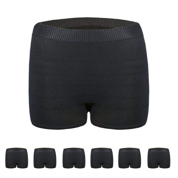 HANSILK Seamless Mesh Postpartum Underwear Natural C-Section Delivery Post Surgical Recovery Disposable Washable Women's Panties,Black (6 Pack, XL)