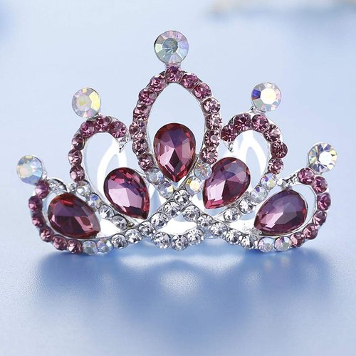Jakawin Flower Girl Headpiece Wedding Hair Comb Bridal Tiara Combs Crown Birthday Gift for Girls (Red)