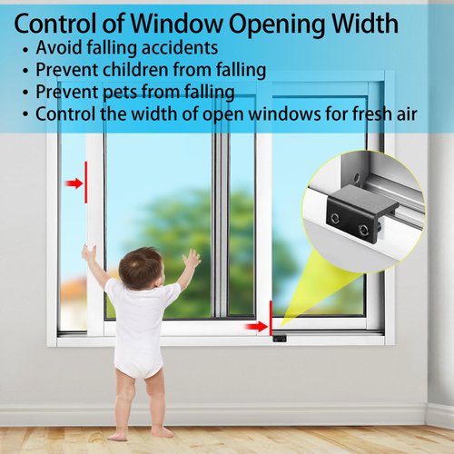 ZRFCXE Window Locks,4 Pack Sliding Window Locks with Key for Vertical & Horizontal Sliding Windows Doors,Easv to Install,Adjustable Security Window Lock for Patio Bedroom Home and Office (Black)