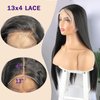Mayouda 13X4 Lace Front Wig Pre Plucked HD Lace Synthetic Wigs For Black Women Beginner Friendly Long Black Straight Brazilian Heat Resistant Fibers Wigs (30Inch, Natural Black)